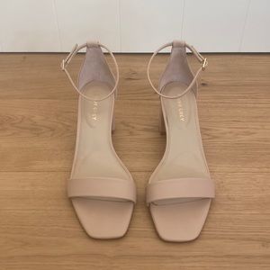 Blush/neutral leather Buddy Grey square toe heels